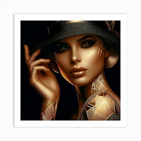 Woman In Hat Art Print