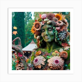 Woman Dressed In Autumn Leaves Art Print