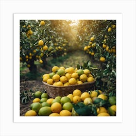 Lemons In The Orchard Art Print