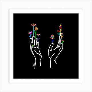 Hands Up Square Art Print
