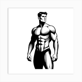 Muscular Bodybuilder Art Print