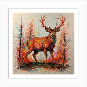 Deer In The Forest 1 Art Print