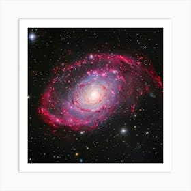 A Mesmerizing Spiral Galaxy Explosion Dappled In The Hues Of Pink And Red Celestial Bodies Transiti (2) Art Print