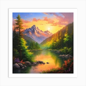 Sunset At The Lake 1 Art Print