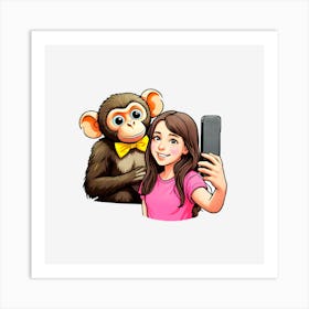 Monkey Selfie Art Print