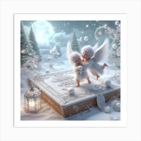 Angels On The Book Art Print