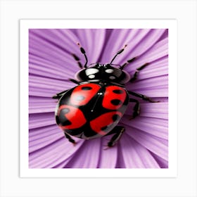 Ladybug On Purple Flower 2 Art Print