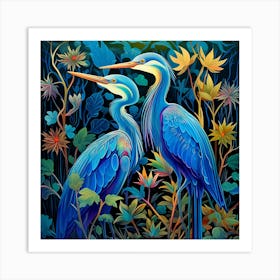 Blue Herons 3 Art Print