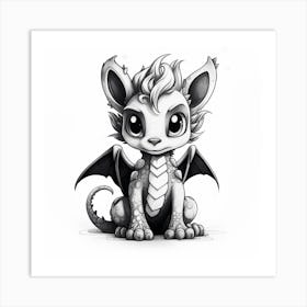 Cute Dragon Drawing Art Print