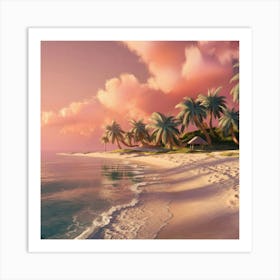 Sunset At The Beach Art Print