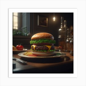 Burger On A Plate 98 Art Print