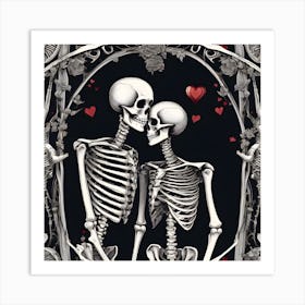 Skeleton Lovers 6 Art Print