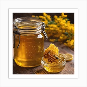 Honey Jar With Honey Art Print