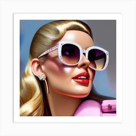 Pop art, textured canvas, limited, Retro Hollywood "plastic" 1/10 Women In Sunglasses Art Print