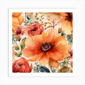 Watercolor Floral Pattern Art Print