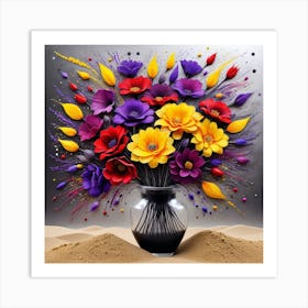 Colorful Flowers In A Vase 5 Art Print