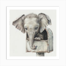 Elephant In Mailbox Art Print