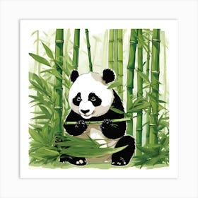 Panda In Bamboo Forest Art Print
