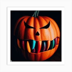 Halloween Pumpkin Teeth Art Print