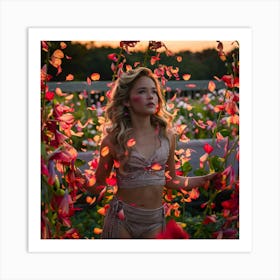 Girl In A Flower Field 6 Art Print