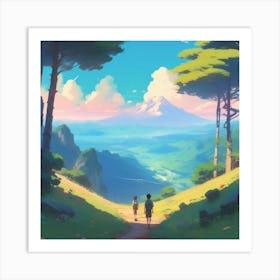 Two People Walking Down A Path Art Print