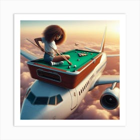 Pool Table On An Airplane Art Print