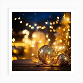 A Night Scene Lit With Magical Sparkling Decorations And Luxurious Shimmering Lights Glowing In A Art Print