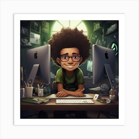 Black Nerd Art Print