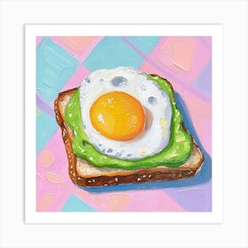 Avocado Egg On Toast Pastel Checkerboard 2 Art Print