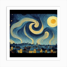 The Starry Night, Vincent Van Gogh Art Print 3 Art Print