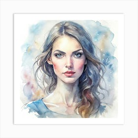 Watercolor Portrait Of A Woman 2 Art Print