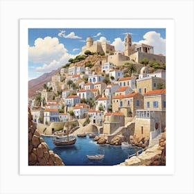 Greece Village Art Print