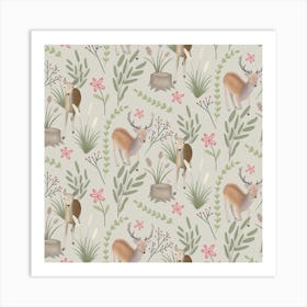 Forest Deer Pattern Art Print