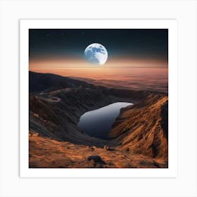 Moon Over A Lake Art Print