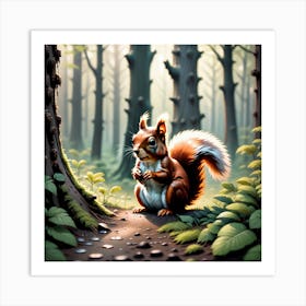 Squirrel In The Forest 295 Art Print