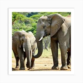 Elephants In The Savannah 1 Art Print