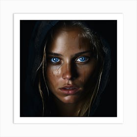 Portrait Of A Woman With Blue Eyes 1 Art Print