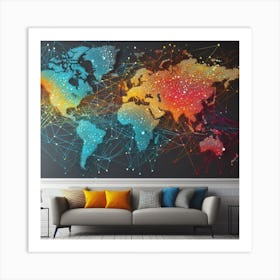 World Map: A Modern and Dynamic Graphic Wall Art Art Print
