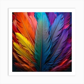 Firefly Multicolored, Feather, Bird, Blue, Yellow, Red, Purple, Pink, Green, Vibrant, Colorful, Intr Art Print