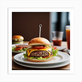 Hamburger With Fries And Soda Art Print