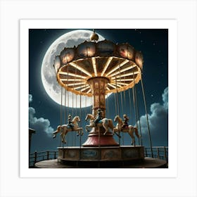 Carousel At Night Art Print