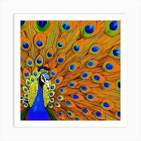 Penelope The Confident Peacock Cartoon (1) Art Print