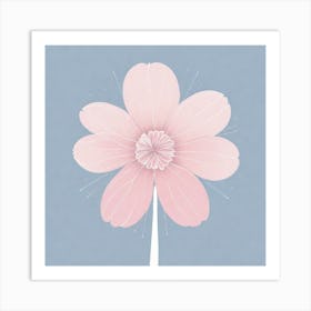 A White And Pink Flower In Minimalist Style Square Composition 590 Art Print