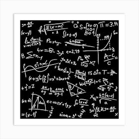 Mathematical Formulas On A Blackboard Art Print