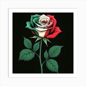 A rose, the Mexican flag colors Art Print