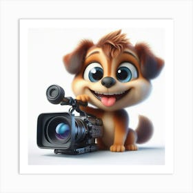 Dog With Camera Art Print