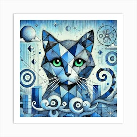 Frostbite City Cat Art Print