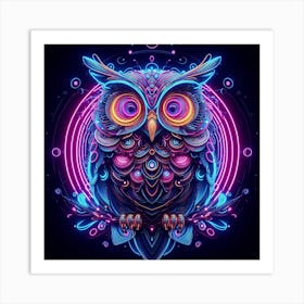 Neon Owl Art Print