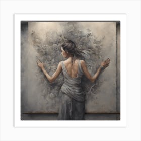 Woman With Flowers Art Print