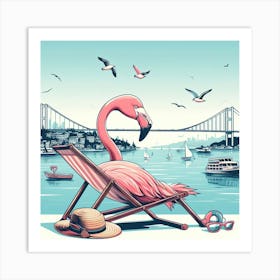 Flamingo On The Beach 1 Art Print